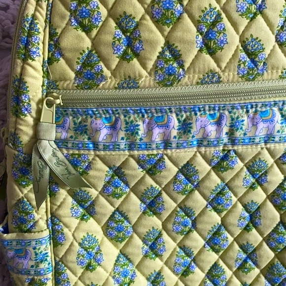 🌿🐘💚 VERA BRADLEY ELEPHANT QUILTED BACKPACK BAG RETIRED PATTERN LIME GREEN - Picture 8 of 11